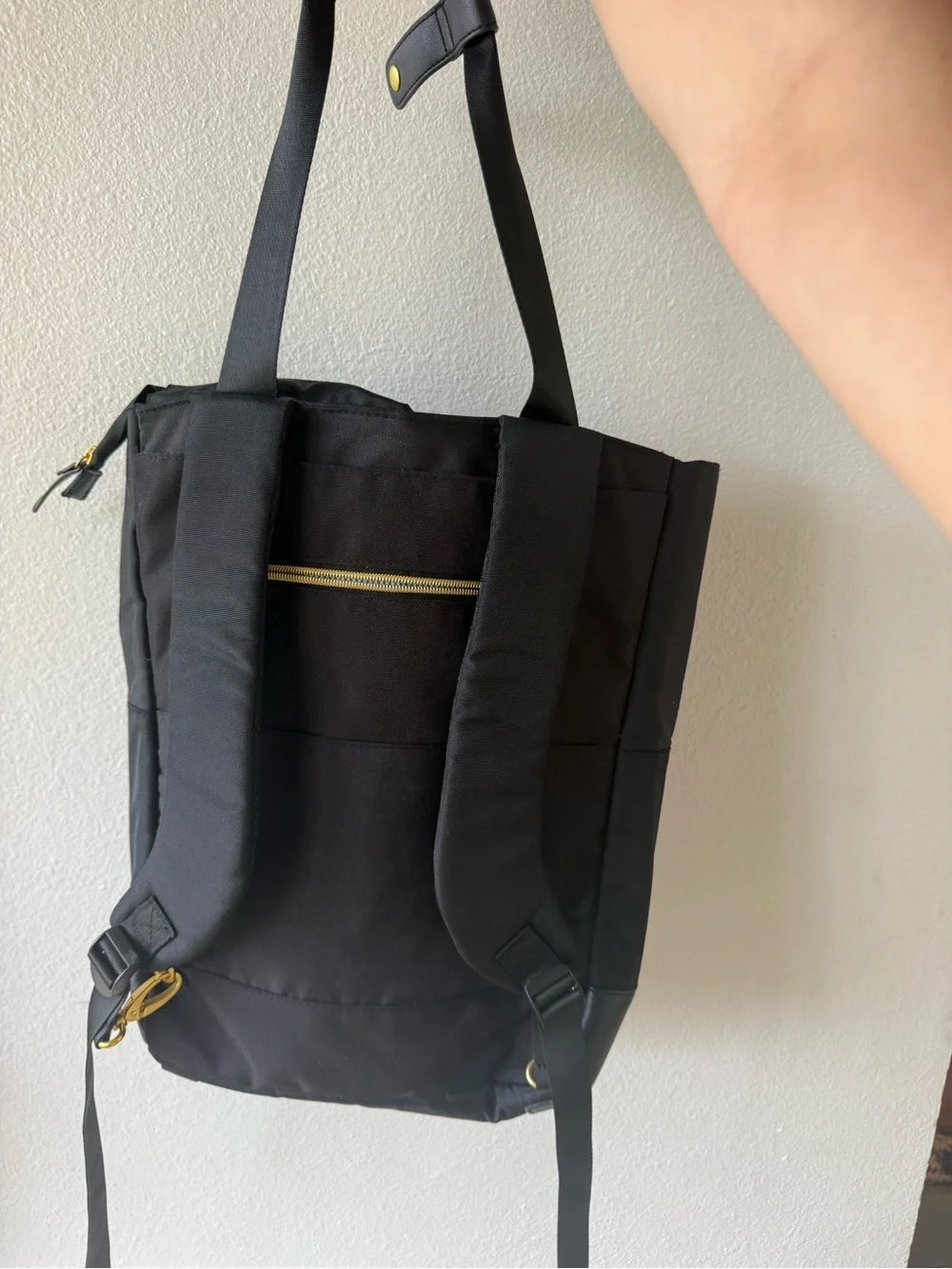 Black Tote Backpack - canvas and leather backpack Solo New York